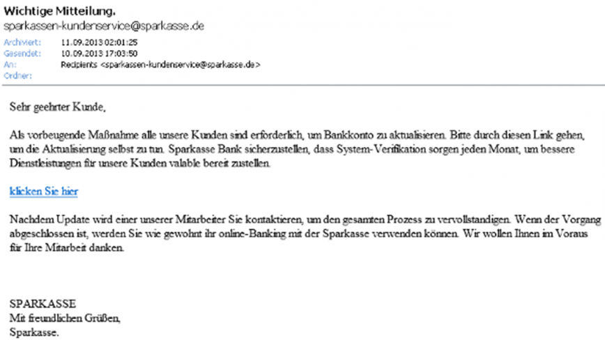 Spam-Mail Sparkasse